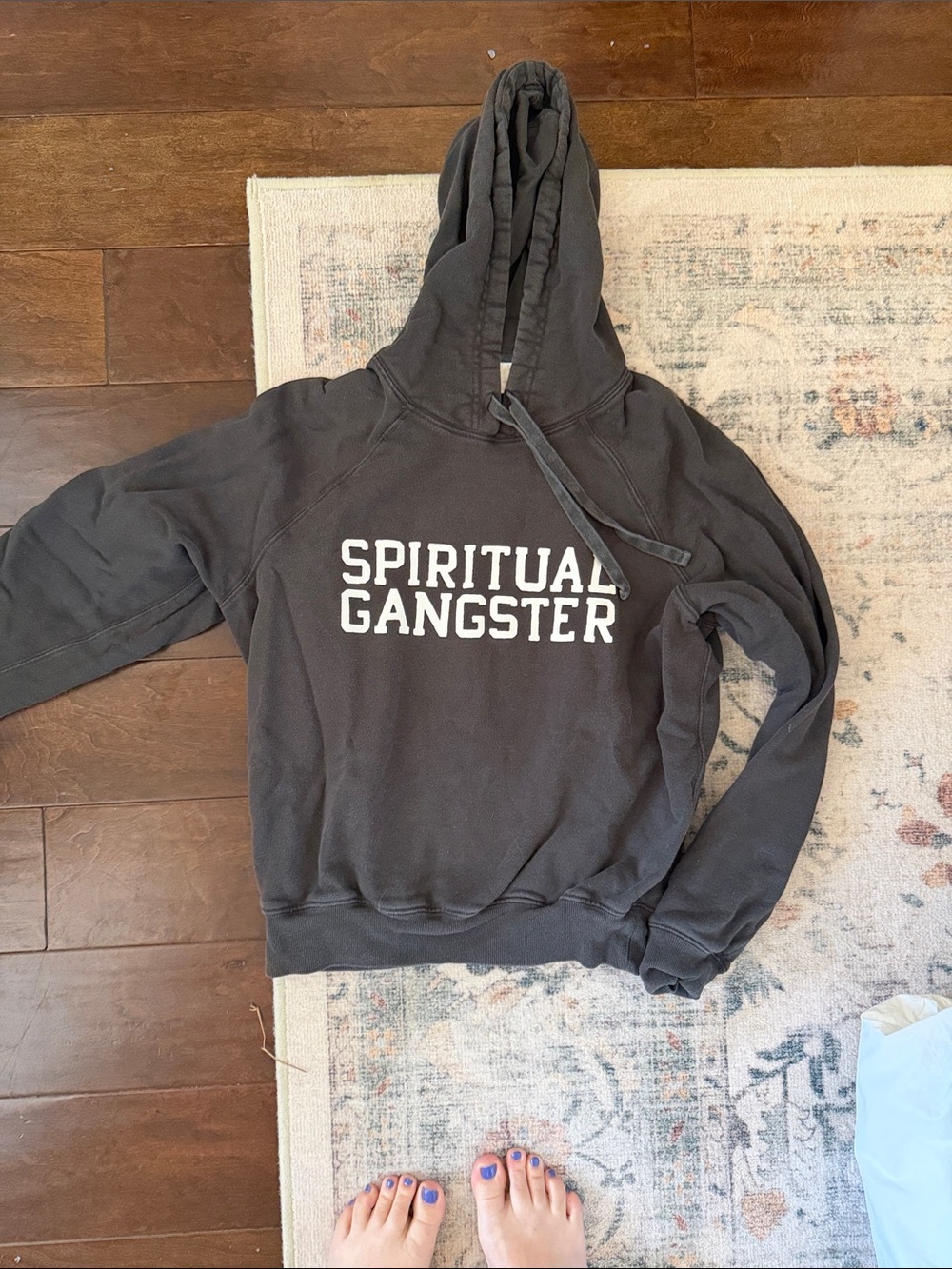 Spiritual Gangster Men's Black Crewneck Hoodie with White Logo